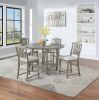 Dining Table 4x High Chairs 5pcs Counter Height Dining Set Light Grey Finish Dining Room Furniture Plush Upholstered Fabric Seat Contemporary Style