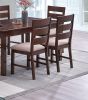 Contemporary Antique Cherry 7pc Dining Set Table And 6x Side Chairs Melamine Table Top Fabric Cushion Seats Chairs Solid wood Dining Room Furniture