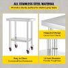 VEVOR 24x18x34 Inch Stainless Steel Work Table 3-Stage Adjustable Shelf with 4 Wheels Heavy Duty Commercial Food Prep Worktable with Brake for Kitchen